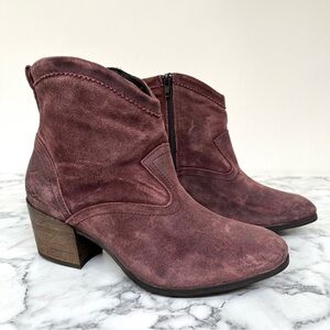 Taos Savvy Wine Oiled Suede Zip Western Ankle Boots SVY-52360 Women's US 8